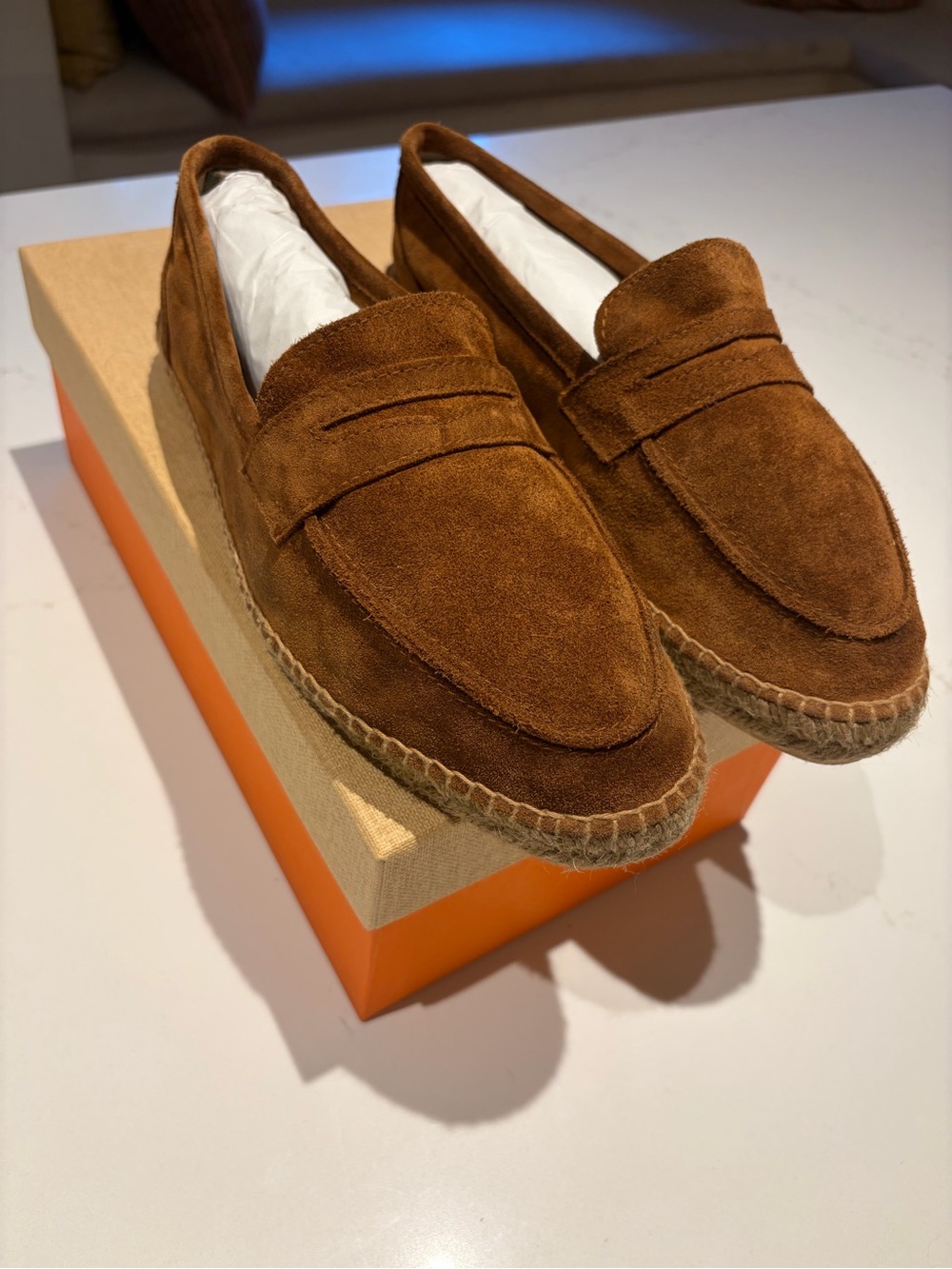 CASTAÑER Men's Nacho Suede Penny Loafers espadrille in Brown